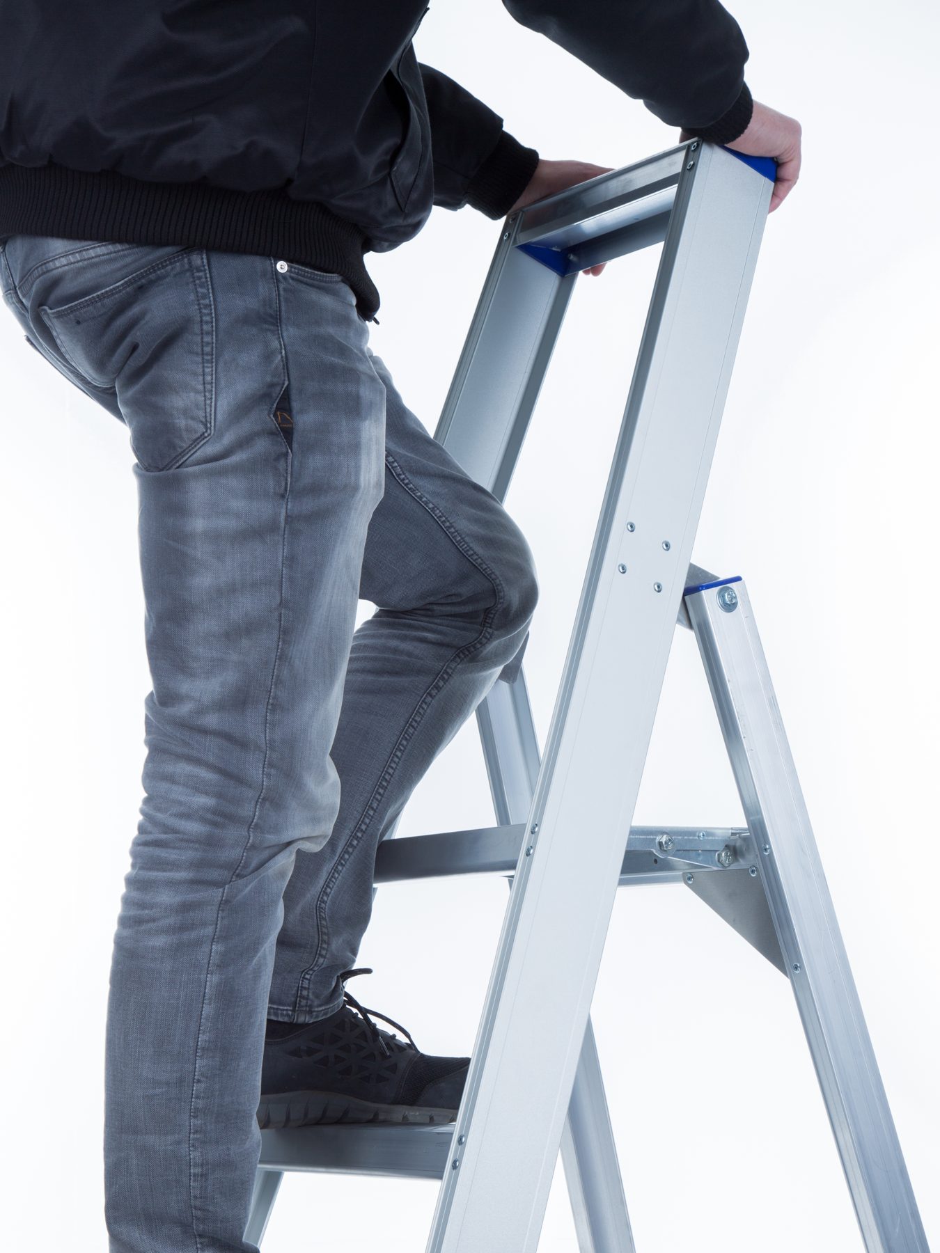 Standing on the platform stairs