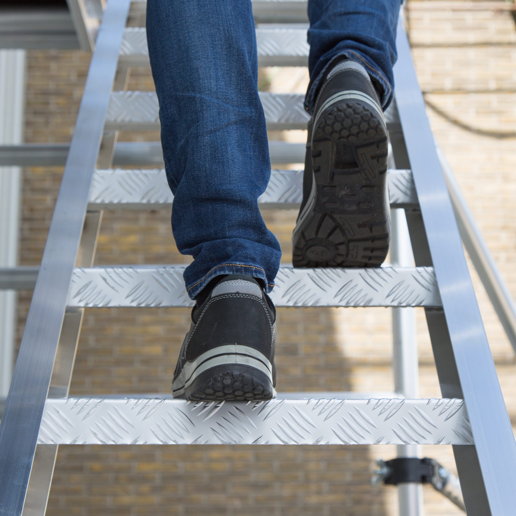 Climbing the stair tower with hands free